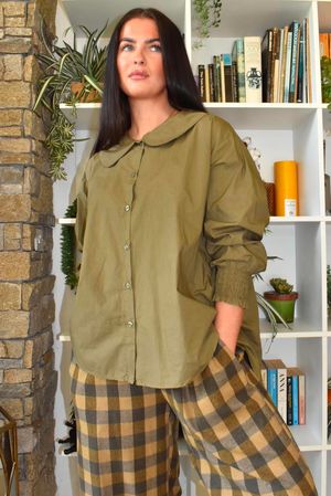 Paloma Tela Peter Pan Blouse Deep Olive